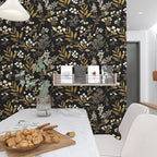Laatse Black Gold Wallpaper Peel and Stick Dark Floral Wallpaper 17.5in x 118in - Image 7