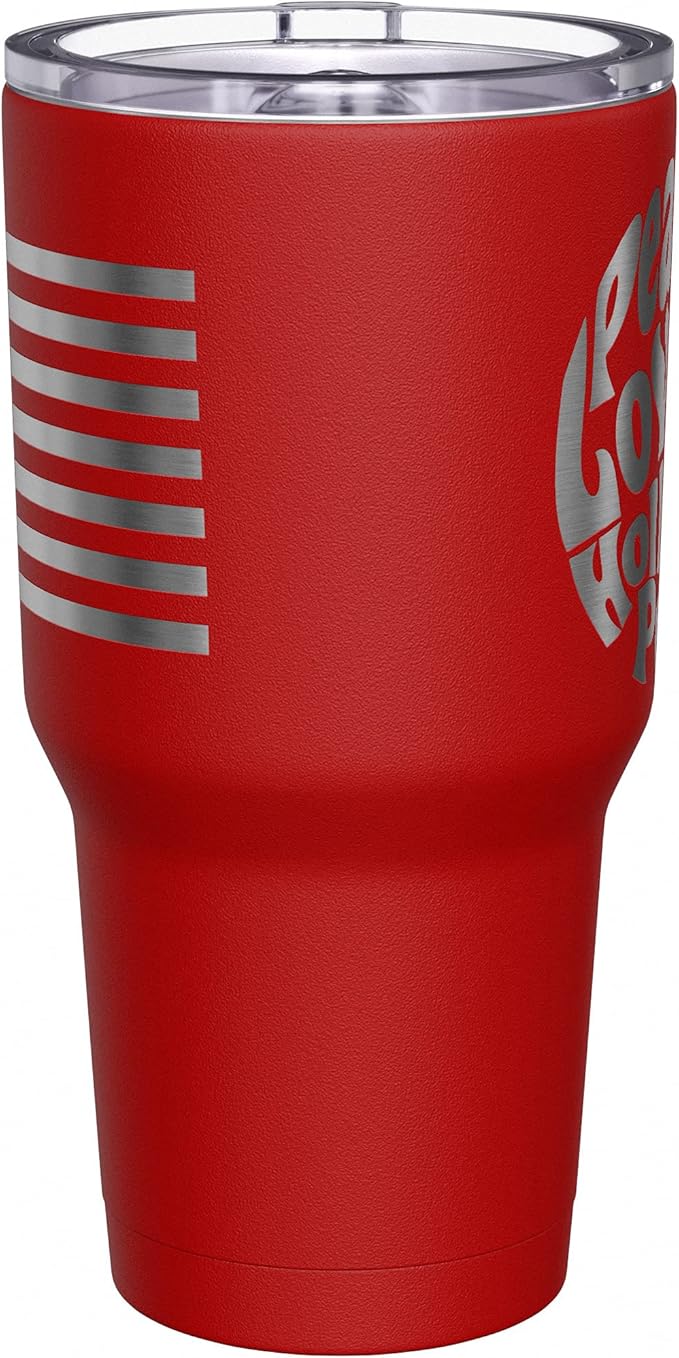 We The People Holsters - Peace - Love - Hollow Points - Coffee Tumbler - American Flag Coffee Travel Mug - Engraved Tumbler - Double Insulated Tumbler - 30 oz
