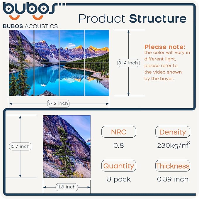 BUBOS 8 Pack Art Acoustic Panels, 47.2" x 31.4" Sound Absorbing Wall Decor - Image 2