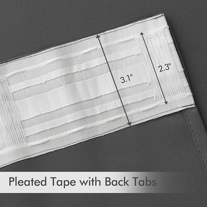 MIULEE Back Tab Grey Blackout Curtains 96 Inch Long 2 Panels Set - Image 4