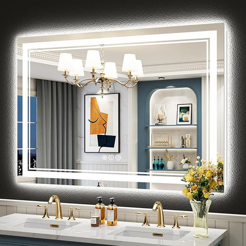 50x36 LED Bathroom Mirror with Lights, Backlit and Front Lit Anti-Fog Lighted by Awandee