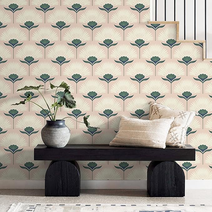 CiCiwind 17.3"×393.7" Wallpaper Peel and Stick Pink Boho Wall Paper Floral - Image 8