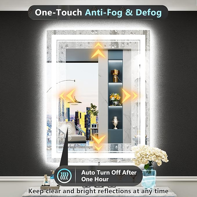 20x28 LED Bathroom Mirror with Lights, Backlit and Front Lit Anti-Fog Lighted - Image 5