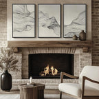 Large Framed Neutral Modern Abstract Wall Art, 3 Piece Black and Beige Canvas - Image 8