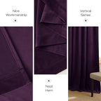 NICETOWN Purple Blackout Velvet Curtains 84 inch Long, Dark Purple - Image 7