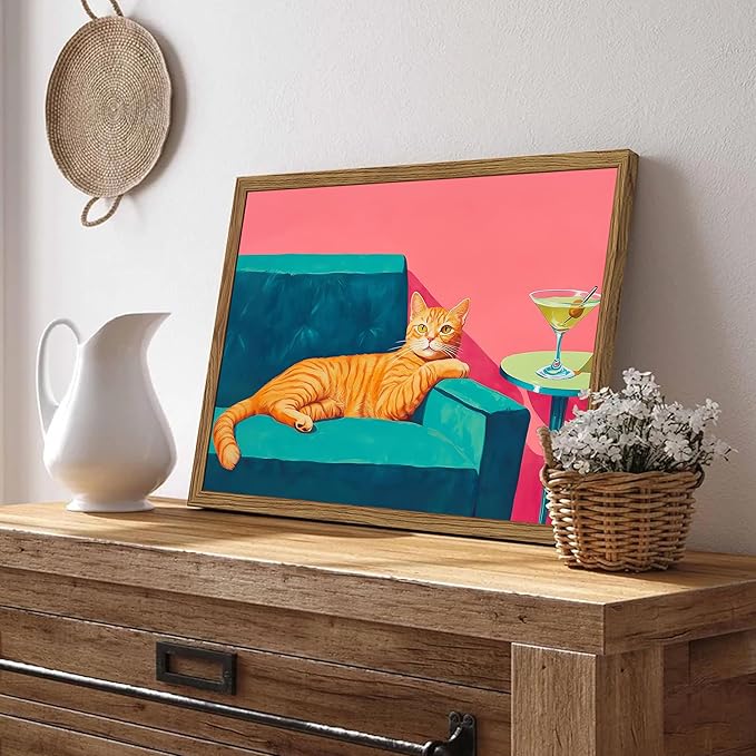 Funny Cat Wall Art Orange Cat - Image 4