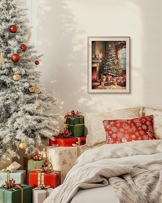 VIYYIEA Winter Framed Wall Art for Living Room, Christmas Tree Canvas Prints - Image 9