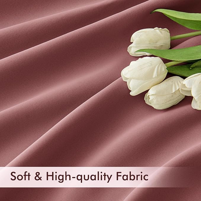 MIULEE Dusty Rose Back Tab Blackout Curtains 63 Inch Length 2 Panels Set - Image 6