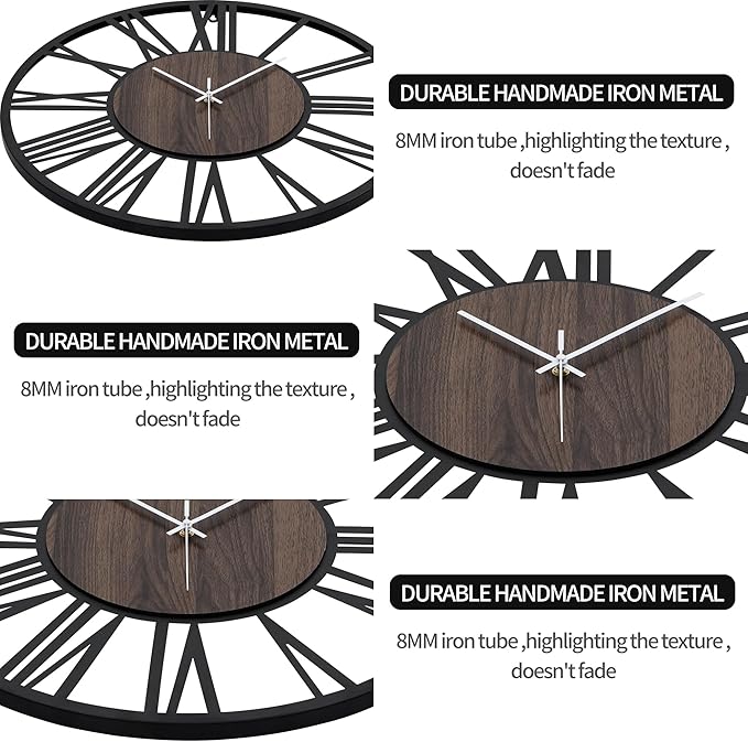 LEIKE Extra Large Wall Clocks, Silent Little Ticking, Battery Operated Vintage - Image 5
