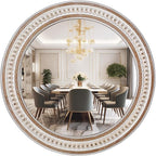 30 Inches Farmhouse Large Round Wall Mirrors Wooden, Rustic Decorative Circle by DecointoWallDecor