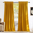 NICETOWN Warm Gold Velvet Curtains 84 inches Long, Room Darkening Drapes by NICETOWN
