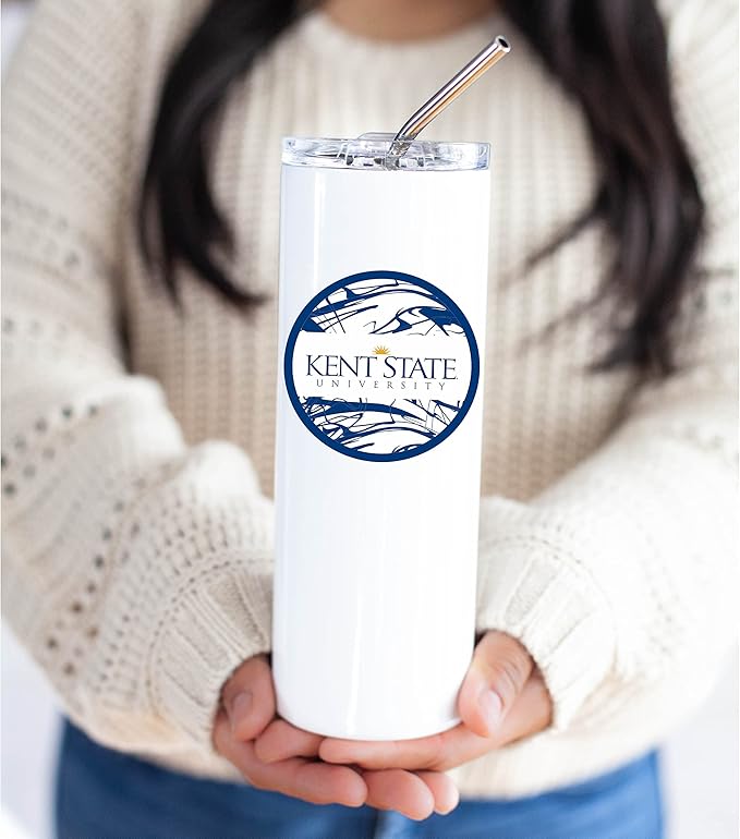 Kent State University Skinny Tumbler, Water Tumbler, Stainless Steel Tumbler, Tumbler Cup, Tumbler with Straw and Lid, Double Wall, Stainless Tumbler (Kent State University #16)