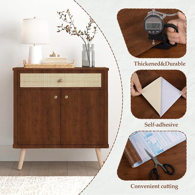 Abyssaly Wood Contact Paper, Faux Wood Grain Vinyl Wrap Self Adhesive - Image 2