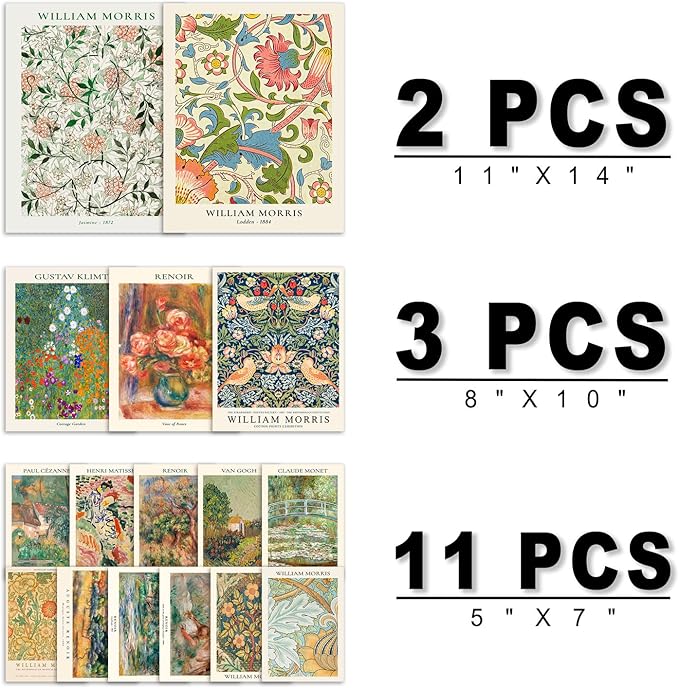 ANERZA 16 PCS Vintage Eclectic Wall Art Decor, William Morris Wall Prints - Image 2