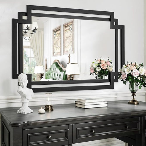 28" x 40" Black Wall Mirror for Decor, Large Bathroom Mirror by AutdotWallMirrors