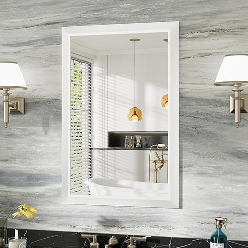 24x36 Inch White Bathroom Mirror by Briivuemodernmirrors