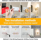 Vimhou Peel and Stick Wall Sconces, Stick On Wall Sconce Set of 2, Battery - Image 3