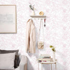 Ismoon Large Floral Peel and Stick Wallpaper Boho White/Pink Contact Paper - Image 7