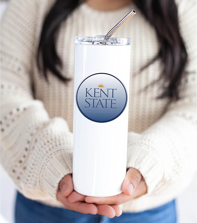 Kent State University Skinny Tumbler, Water Tumbler, Stainless Steel Tumbler, Tumbler Cup, Tumbler with Straw and Lid, Double Wall, Stainless Tumbler (Kent State University #10)