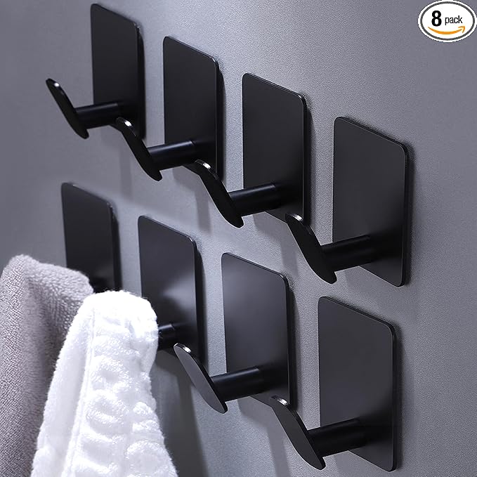 DELITON 8 Pack Adhesive Towel Hooks by DELITON