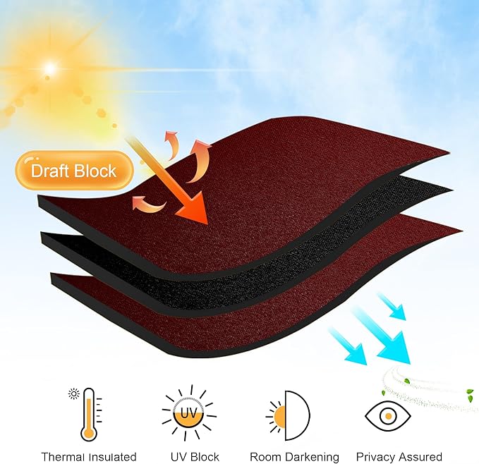 RYB HOME Blackout Curtains for Living Room, Privacy Thermal Insulating Window - Image 3