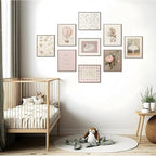 9pcs Nursery Pink Wall Art Baby Girl Canvas Wall Art Vintage Floral Prints Kids - Image 6