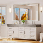 60 x 36 Brushed Nickel Bathroom Mirror, Beveled Framed Rectangle - Image 6