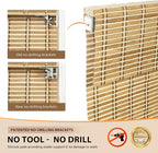 LazBlinds No Tools No Drill Cordless Bamboo Roman Shades, Custom Light - Image 3