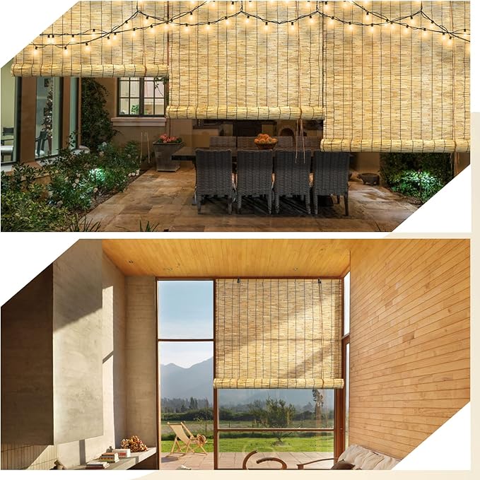 Reed Curtain, Bamboo Light Filtering Roller Shades - Image 5