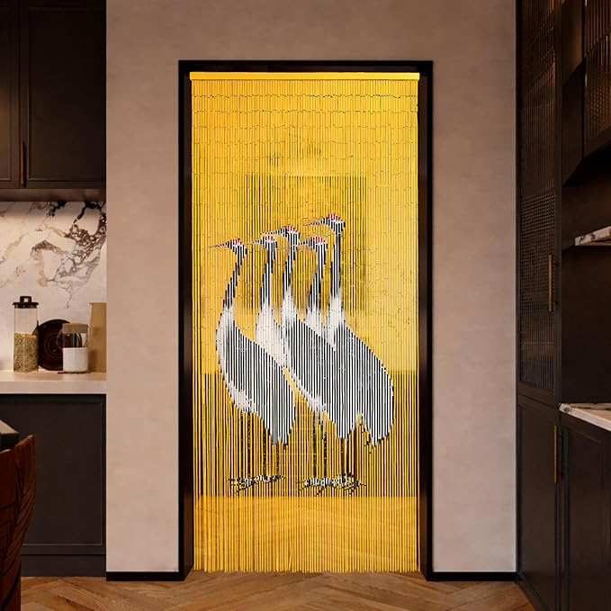 Five Cranes Beaded Bamboo Curtain 35.4" x 78.7" - Image 7