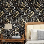 Laatse Boho Wallpaper Peel and Stick Dark Floral Wallpaper 17.5in x393in - Image 5