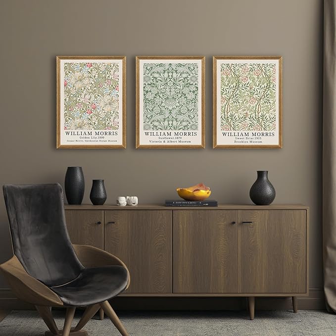 SYWENNOI Wood Framed Wall Art Print, Classic William Morris Floral Print - Image 4