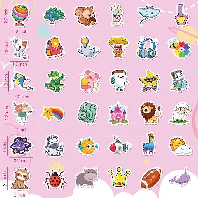 ALODNY 200 PCS Water Bottle Stickers for Kids Cute Sticker,Waterproof Vinyl Stickers for Water Bottles laptops,Kawaii Stickers for Kids Classroom Prize Boys Girls Teens