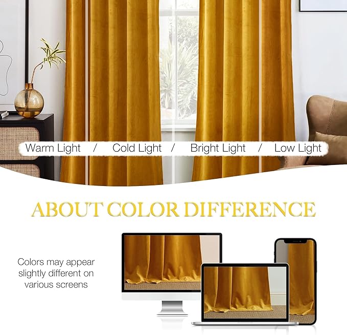 NICETOWN Yellowish Gold Velvet Curtains 84 inches Long - Image 6