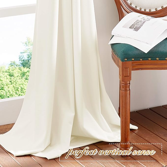 NICETOWN Thermal Insulated Ivory White Velvet Curtains 72 Inch Length, Heavy - Image 8