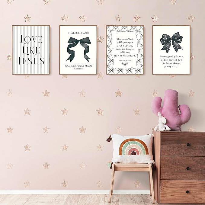 LARTSFRO Coquette Black Bow Jesus Wall Art Decor Posters, Inspirational Bible - Image 3