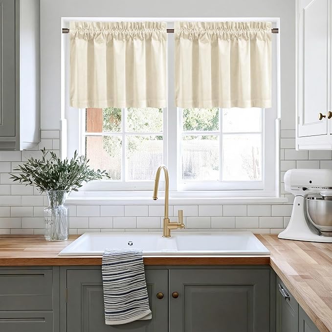 NICETOWN Ivory White Velvet Valance Curtain - Image 3