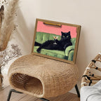 Fantasy Artists Humorous Black Cat Character Wall Art – Relaxed Anthropomorphic - Image 5