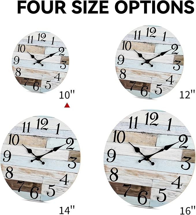 KECYET Wall Clock Battery Operated 10 Inch Silent Non-Ticking Coastal Country - Image 2