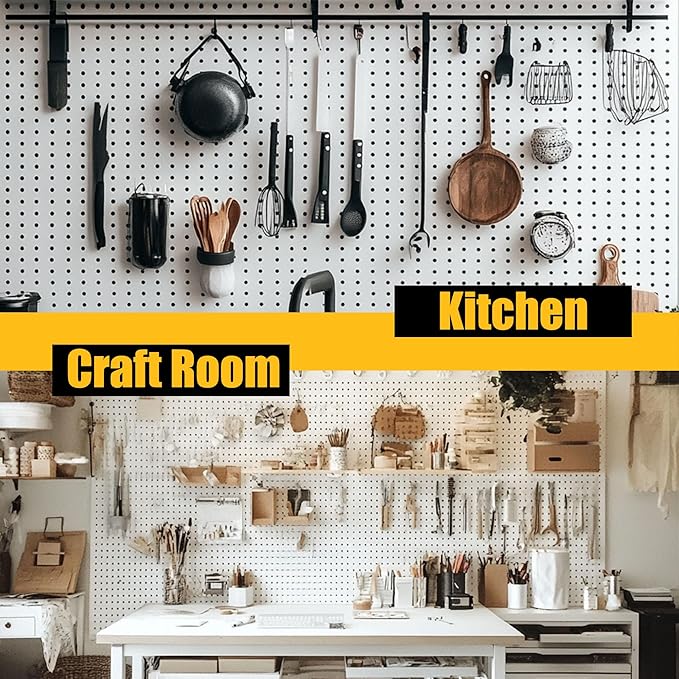 Spampur Peg Board, 6 Pack Metal Pegboard Panels White Pegboards Wall Organizer - Image 9