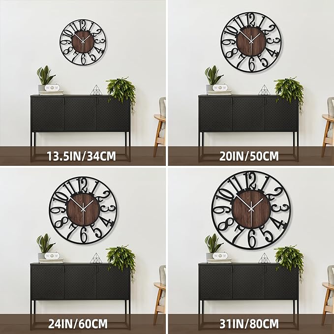 Large Wall Clock for Living Room Decor, 24 Inch Non Ticking Silent, Battery - Image 2