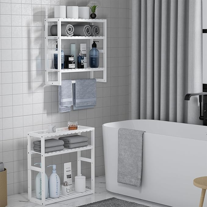Towel Rack Bathroom Storage Shelves Over The Toilet - Image 2
