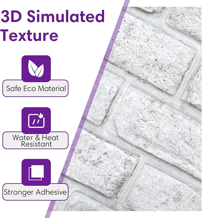 3D Faux Brick Wall Panels Peel and Stick, Small Brick-Look Textured Wall Sticker - Image 7