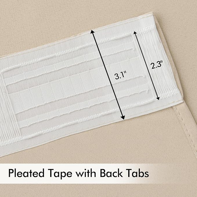 MIULEE Cream Beige Back Tab Light Blocking Curtains 80 Inch Length 2 Panels Set - Image 4