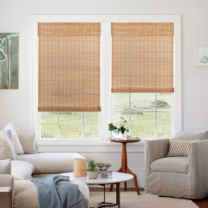 LazBlinds No Tools No Drill Cordless Bamboo Roman Shades, Light Filtering - Image 4
