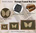 Vintage Gold Framed Wall Art Retro White Butterfly Canvas Print Dark Green - Image 4