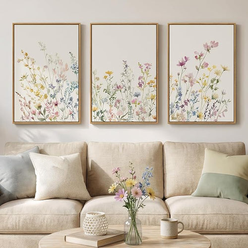 3 Piece Framed Watercolor Floral Canvas Wall Art - Image 2