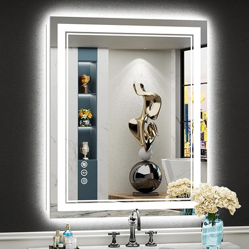 28x36 LED Bathroom Mirror with Lights, Backlit and Front Lit Anti-Fog Lighted by Awandee