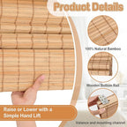 2 Pcs Cordless Bamboo Roman Shades - Image 3