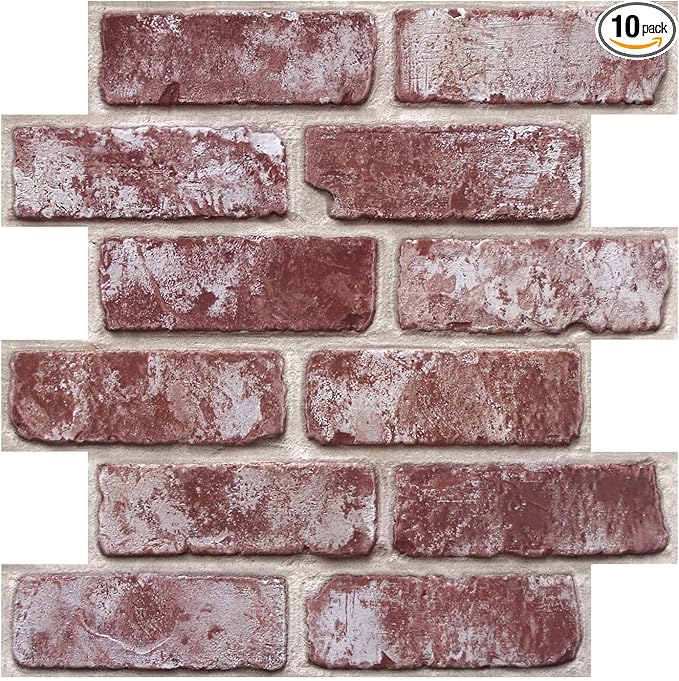 3D Faux Brick Wall Panels Peel and Stick, Small Brick-Look Textured Wall Sticker by SMOOSTIKCDECOR